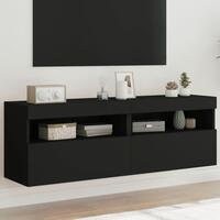Væghængte tv-borde 2 stk. med LED-lys 60x30x40 cm sort