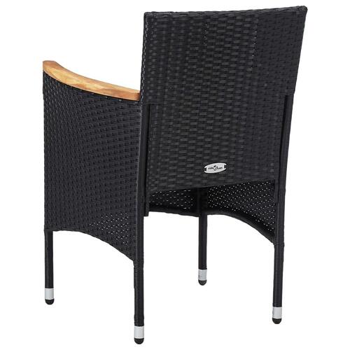Spisebordssæt til haven 5 dele polyrattan og hærdet glas sort