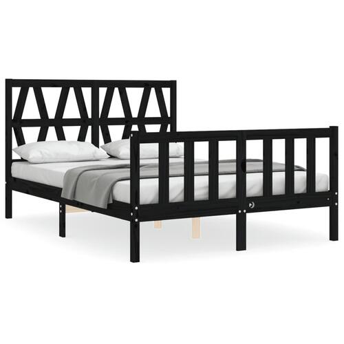 Sengeramme med sengegavl 140x190 cm massivt træ sort