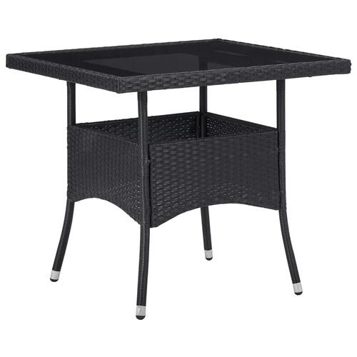 Spisebordssæt til haven 5 dele polyrattan og hærdet glas sort