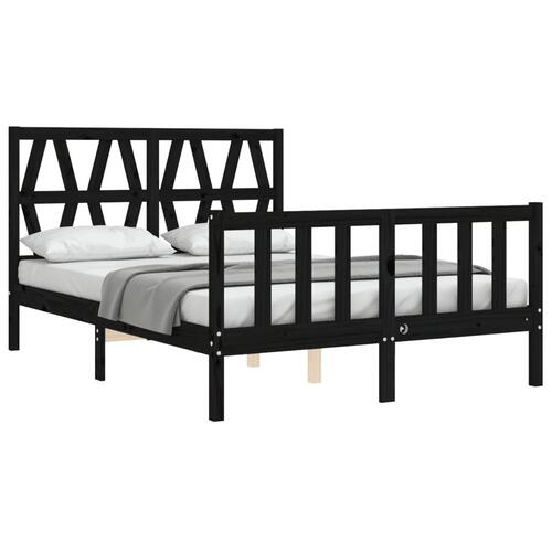 Sengeramme med sengegavl 140x190 cm massivt træ sort