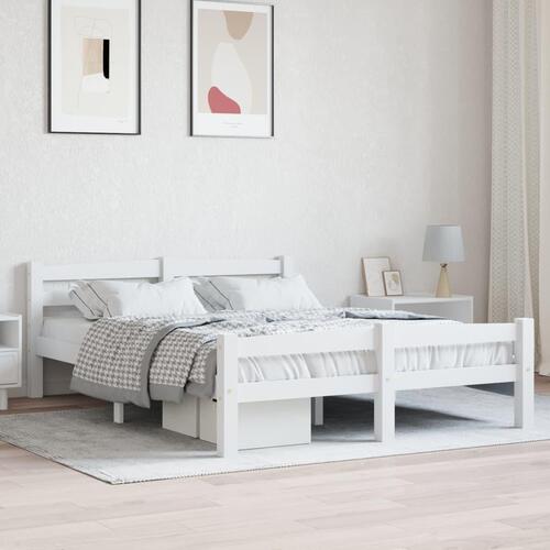 Sengestel 140x200 cm massivt fyrretræ hvid
