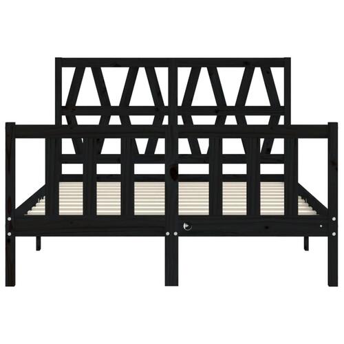 Sengeramme med sengegavl 140x190 cm massivt træ sort