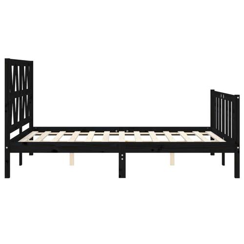 Sengeramme med sengegavl 140x190 cm massivt træ sort