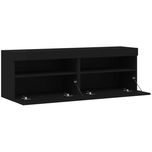 Væghængte tv-borde 2 stk. med LED-lys 60x30x40 cm sort
