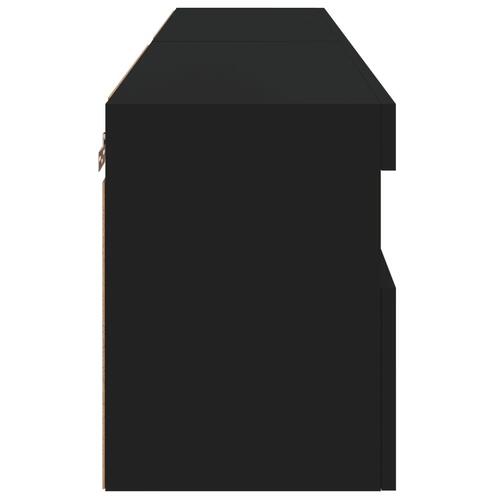 Væghængte tv-borde 2 stk. med LED-lys 60x30x40 cm sort