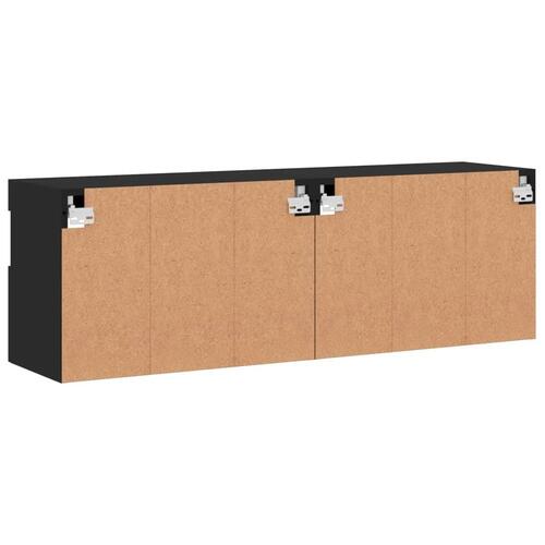 Væghængte tv-borde 2 stk. med LED-lys 60x30x40 cm sort