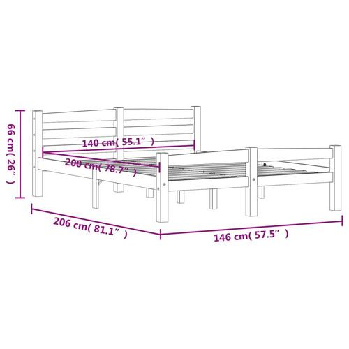 Sengestel 140x200 cm massivt fyrretræ hvid