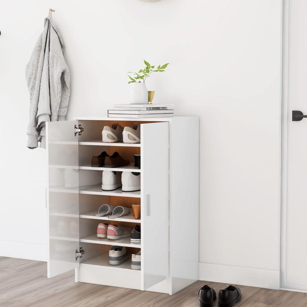 Skoskab 60x35x92 cm spånplade hvid højglans
