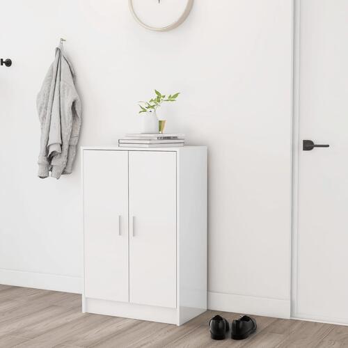 Skoskab 60x35x92 cm konstrueret træ hvid højglans
