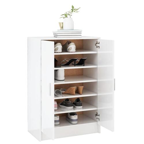 Skoskab 60x35x92 cm konstrueret træ hvid højglans