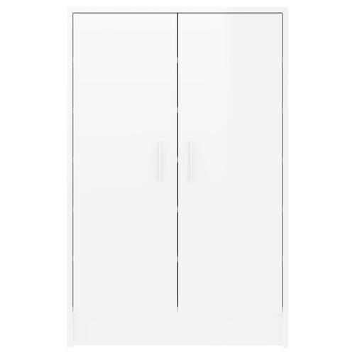 Skoskab 60x35x92 cm konstrueret træ hvid højglans