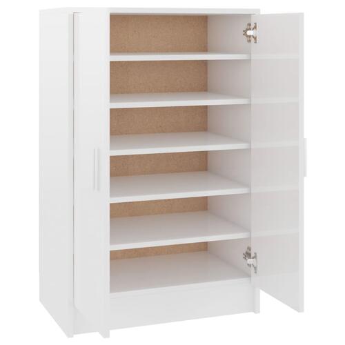 Skoskab 60x35x92 cm konstrueret træ hvid højglans