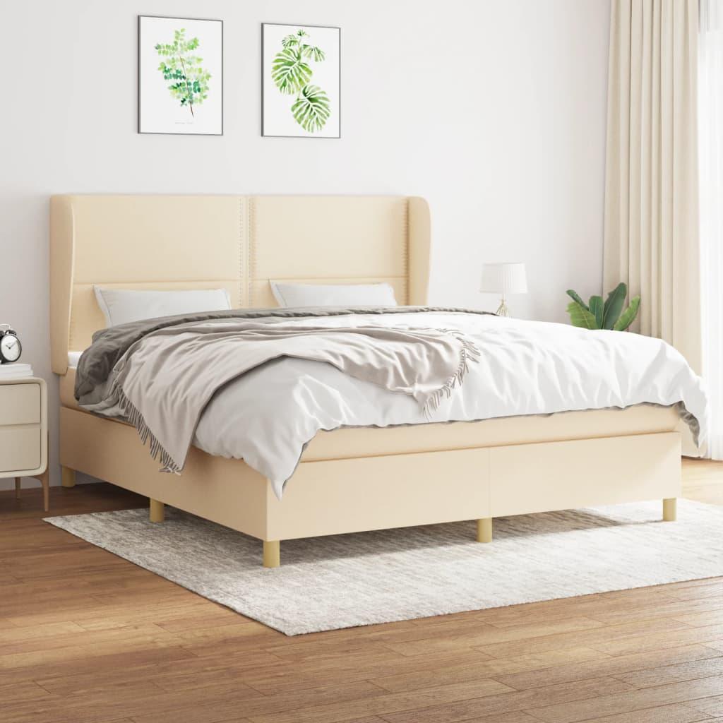 Kontinentalseng med madras 180x200 cm stof cremefarvet billede