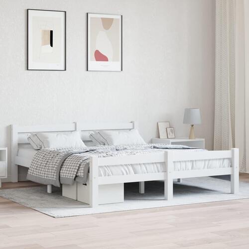 Sengestel 160x200 cm massivt fyrretræ hvid