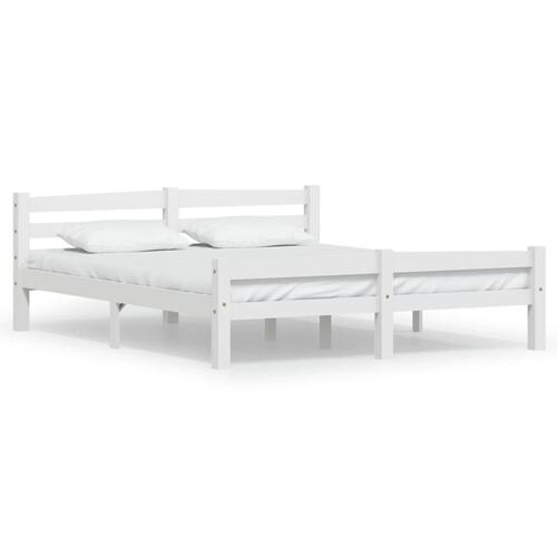 Sengestel 160x200 cm massivt fyrretræ hvid