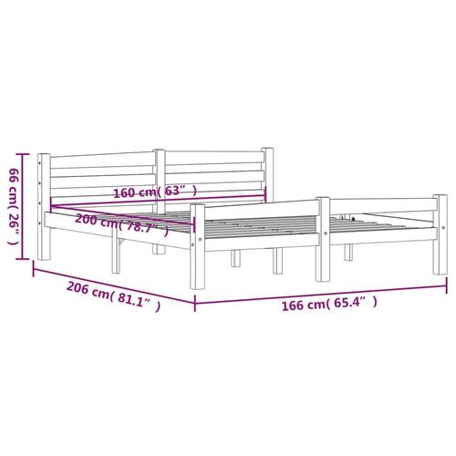 Sengestel 160x200 cm massivt fyrretræ hvid