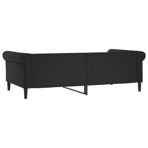 Daybed 100 x 200 cm i sort kunstlæder - sovesofa til stue og soveværelse