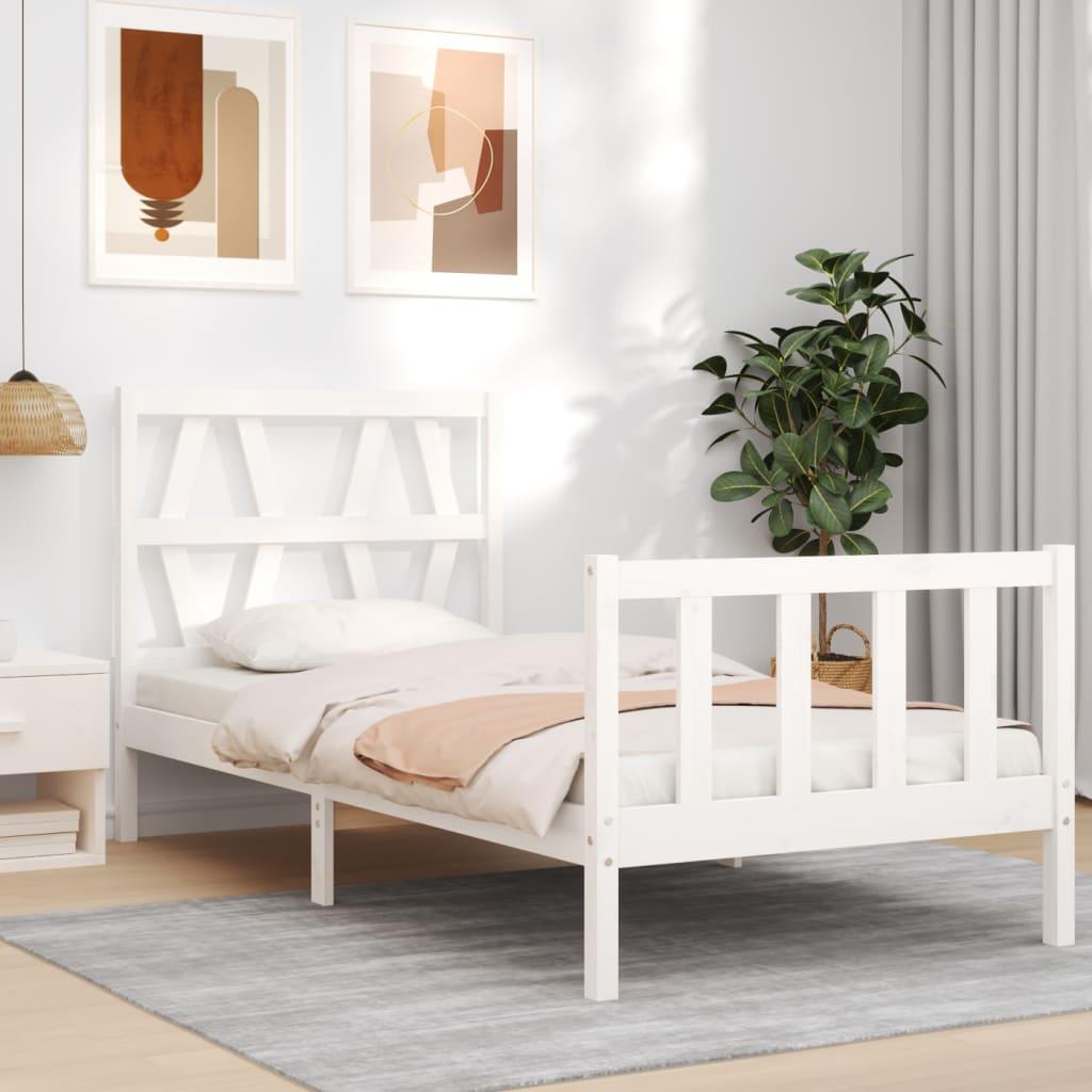 Sengeramme uden madras 90x200 cm massivt fyrretræ hvid