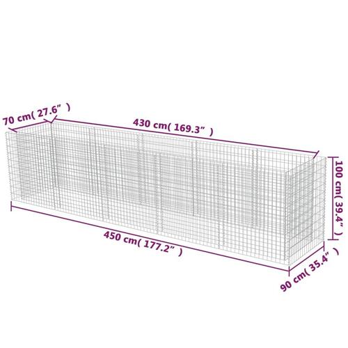 Gabion-højbed 450x90x100 cm galvaniseret stål