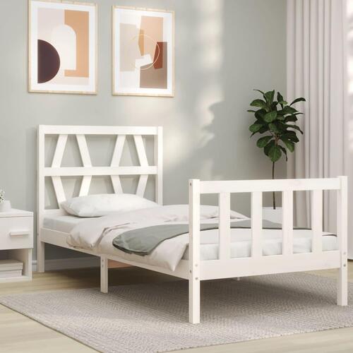 Sengeramme uden madras 90x200 cm massivt fyrretræ hvid