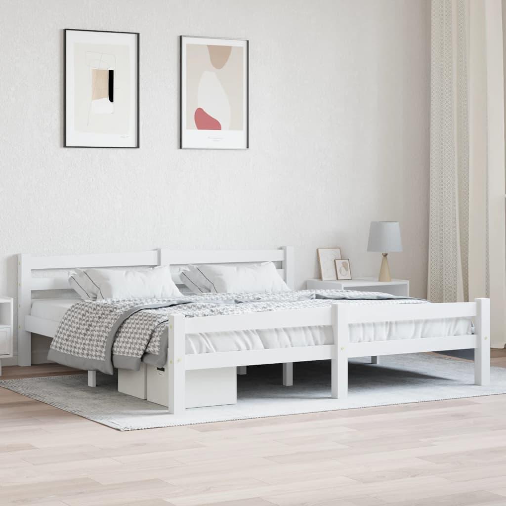 Sengestel 180x200 cm massivt fyrretræ hvid