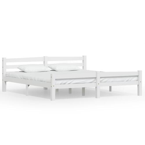 Sengestel 180x200 cm massivt fyrretræ hvid