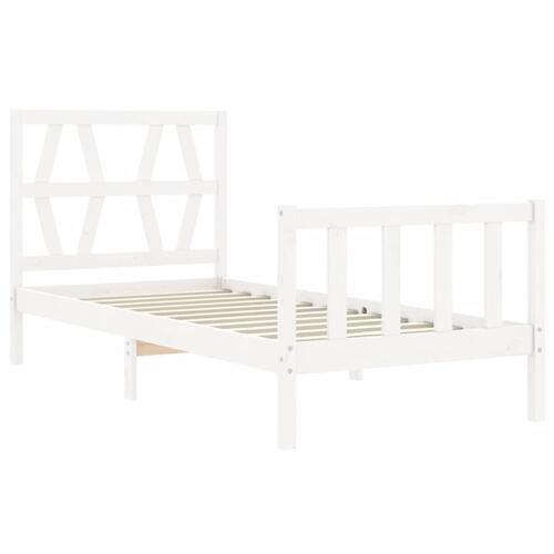 Sengeramme uden madras 90x200 cm massivt fyrretræ hvid