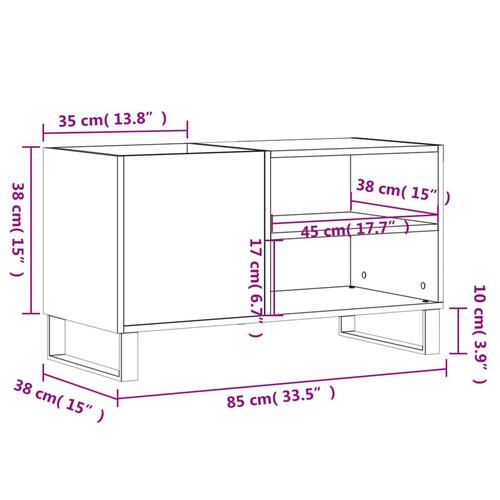 Vinylskab 85x38x48 cm konstrueret træ brun egetræsfarve