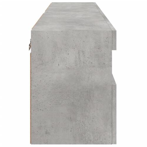 Væghængte tv-borde 2 stk. med LED-lys 60x30x40 cm betongrå