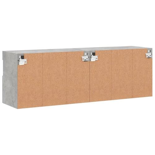 Væghængte tv-borde 2 stk. med LED-lys 60x30x40 cm betongrå