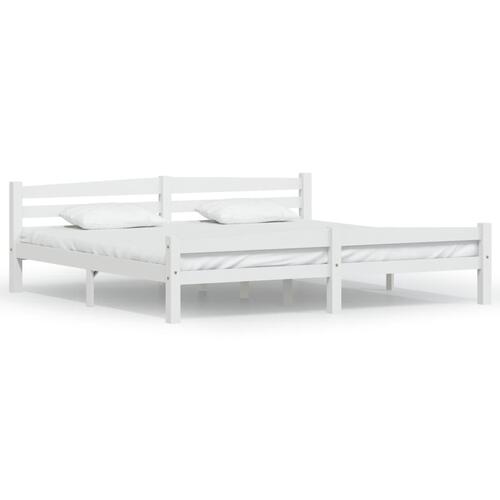 Sengeramme uden madras massivt fyrretræ 200x200 cm hvid