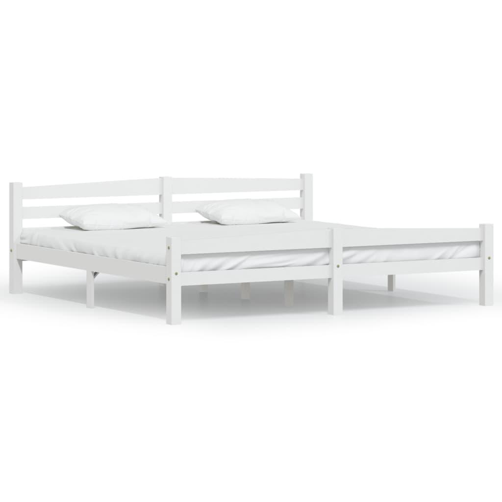Sengeramme uden madras massivt fyrretræ 200x200 cm hvid