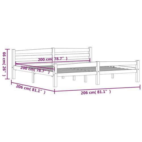 Sengeramme uden madras massivt fyrretræ 200x200 cm hvid