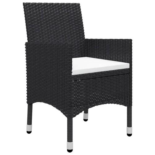 Bistrosæt til haven 3 dele polyrattan og hærdet glas sort