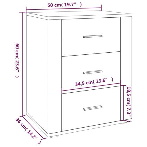 Sengebord 50x36x60 cm konstrueret træ betongrå