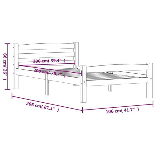 Sengestel 100x200 cm massivt fyrretræ gyldenbrun