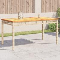 Havebord 140x80x75 cm polyrattan og akacietræ beige