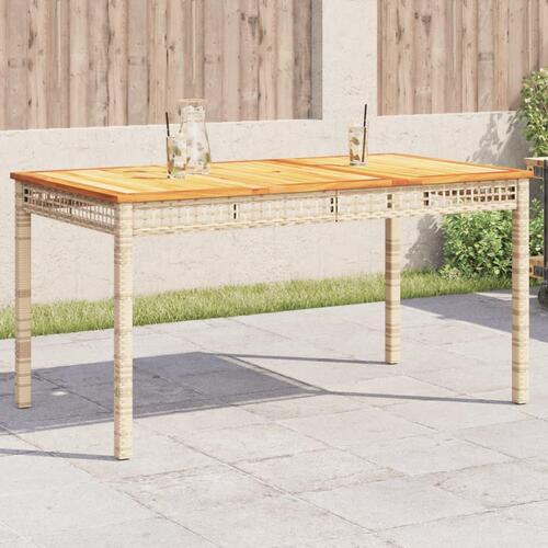 Havebord 140x80x75 cm polyrattan og akacietræ beige
