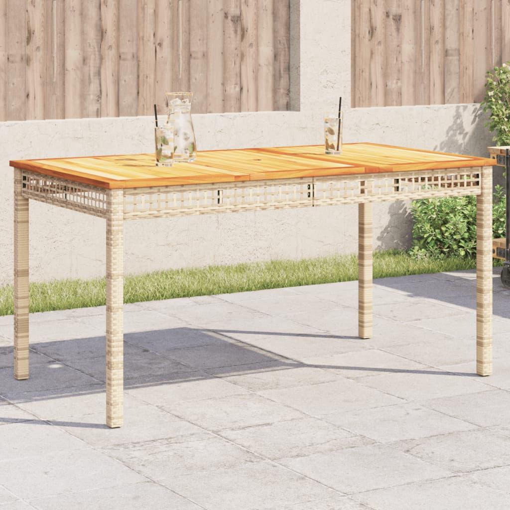 Havebord 140x80x75 cm polyrattan og akacietræ beige