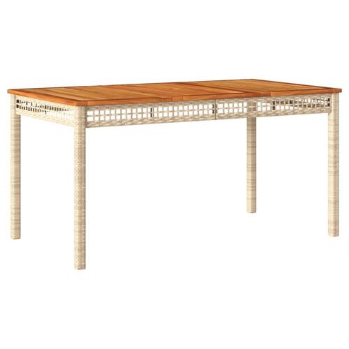 Havebord 140x80x75 cm polyrattan og akacietræ beige