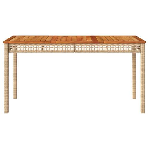 Havebord 140x80x75 cm polyrattan og akacietræ beige