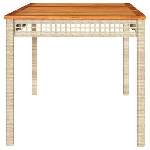 Havebord 140x80x75 cm polyrattan og akacietræ beige