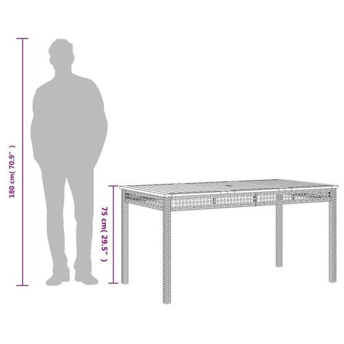 Havebord 140x80x75 cm polyrattan og akacietræ beige
