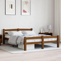 Sengestel 120x200 cm massivt fyrretræ gyldenbrun