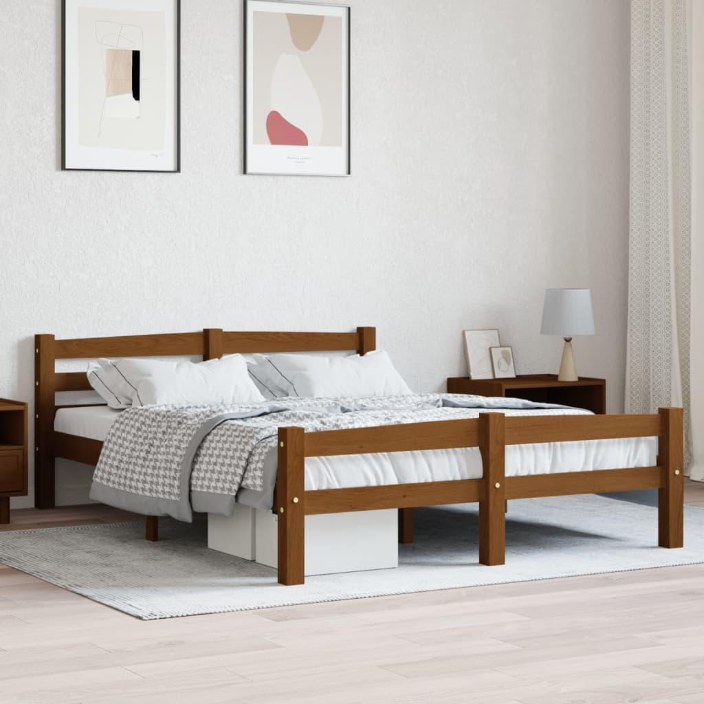 Sengestel 120x200 cm massivt fyrretræ gyldenbrun