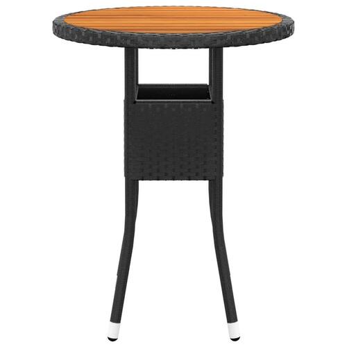 Bistrosæt til haven 3 dele polyrattan og massivt træ sort