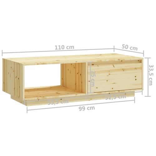Sofabord 110x50x33,5 cm massivt fyrretræ