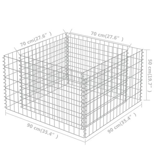 Gabion-højbed 90x90x50 cm galvaniseret stål
