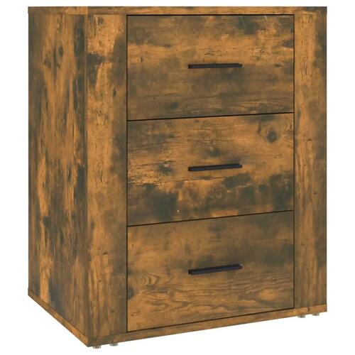 Sengebord 50x36x60 cm konstrueret træ røget egetræsfarve
